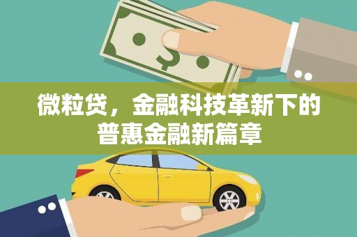 邗江微粒贷，金融科技革新下的普惠金融新篇章