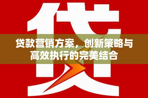 邗江贷款营销方案，创新策略与高效执行的完美结合