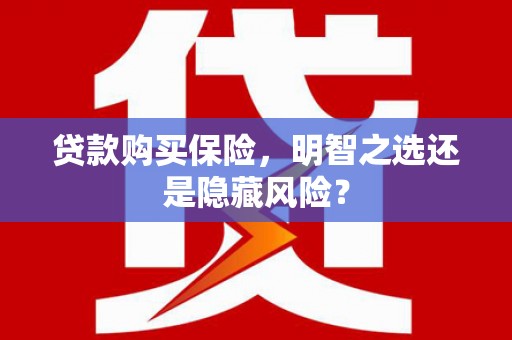 邗江贷款购买保险，明智之选还是隐藏风险？