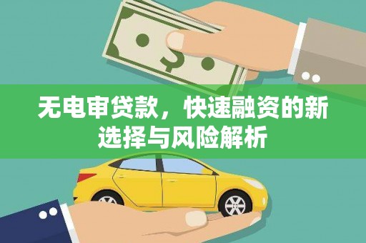 邗江无电审贷款，快速融资的新选择与风险解析