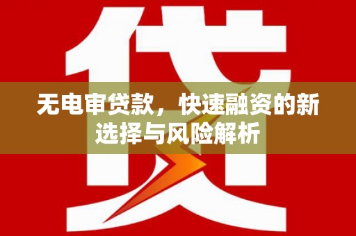 邗江无电审贷款，快速融资的新选择与风险解析