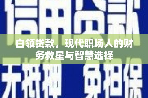 邗江白领贷款，现代职场人的财务救星与智慧选择
