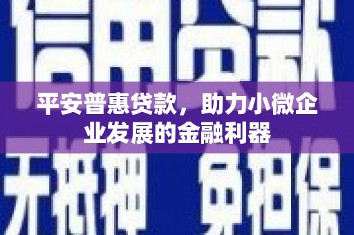 邗江平安普惠贷款，助力小微企业发展的金融利器