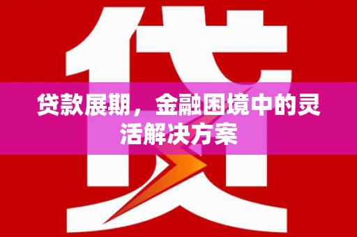邗江贷款展期，金融困境中的灵活解决方案