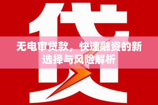 邗江无电审贷款，快速融资的新选择与风险解析