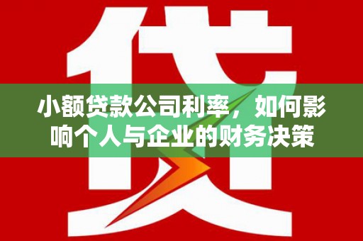 邗江小额贷款公司利率，如何影响个人与企业的财务决策