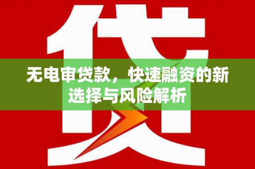 邗江无电审贷款，快速融资的新选择与风险解析